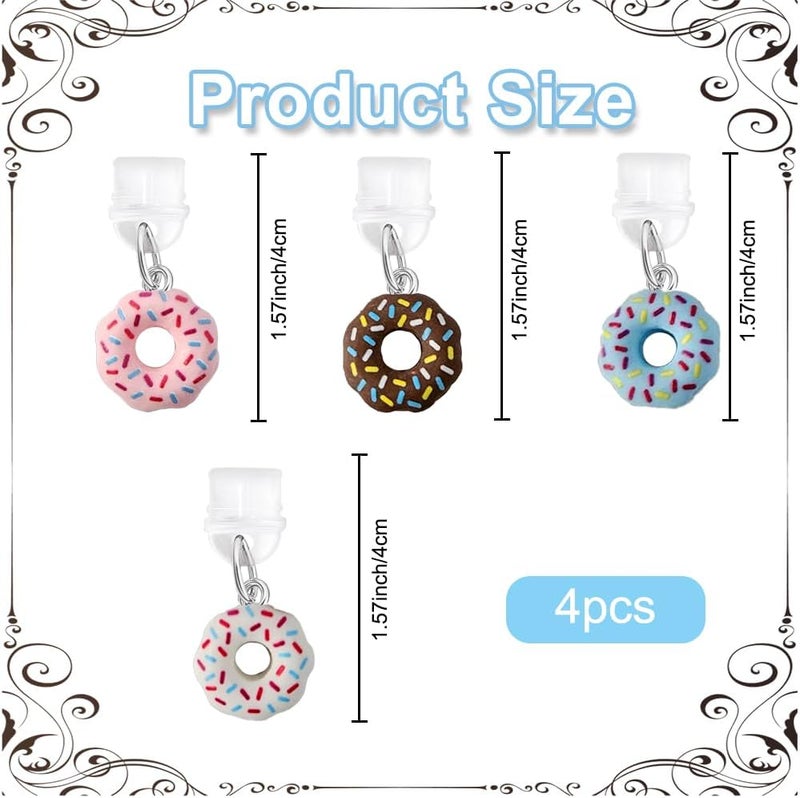 QPIXVB 4PCS Dust Plug Charm Type C,Kindle Dust Plug Charm,Kindle Paperwhite Accessories,Donut Design Theme Charms for E-Reader,Sweets Phone Charms Compatible with Type C/USB C Charging Port - Image 2